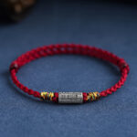 Buddha Stones Handcrafted 925 Sterling Silver Everything Goes Well Design Protection Strength Bracelet Anklet (Extra 30% Off | USE CODE: FS30) Bracelet Anklet BS Anklet(Circumference 18-30cm) Dark Red Rope