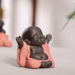 Buddha Stones Always Smiling Laughing Buddha Wealth Luck Purple Clay Maitreya Statue Decoration Decorations BS 2