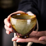Buddha Stones Retro Brown Kiln Change Ceramic Teacup Kung Fu Tea Cup Cup BS 7.5cm*6.5cm*130ml