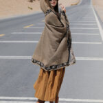 Buddha Stones Tibetan Shawl Border Small Floral Flower Hooded Cloak Winter Cozy Travel Scarf Wrap Tibetan Shawl BS 38