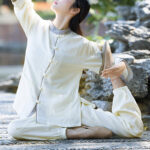 Buddha Stones 2Pcs Frog-Button Long Sleeve Shirt Top Pants Meditation Zen Tai Chi Cotton Linen Clothing Women's Set Women's Meditation Cloth BS 2