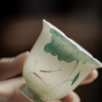Buddha Stones Koi Fish Lotus Leaf Pattern Ceramic Teacup Kung Fu Tea Cup 65ml Cup BS 8