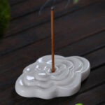 Buddha Stones Mini Auspicious Clouds Design Healing Stick Ceramic Small Incense Burner Decoration Incense Burner BS Auspicious Cloud 6*4*0.5cm White