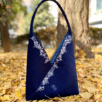 Buddha Stones Handmade Embroidery Pattern Canvas Shoulder Bag Tote Bag Set Bag BS 2