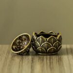 Buddha Stones Tibetan Mini Lotus Pattern Meditation Copper Incense Burner Incense Burner BS 6