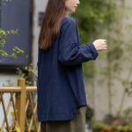 Buddha Stones Frog-Button Design Shirt Tai Chi Meditation Top Clothing Ramie Linen Jacket Jacket Shirt BS 11