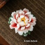 Buddha Stones Tibetan Lotus Blessing Ceramic Stick Incense Burner Decoration Incense Burner BS Pink & White