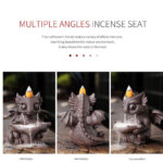 Buddha Stones Lovely Dinosaur Purple Clay Backflow Smoke Fountain Healing Incense Burner Decoration Incense Burner BS 7