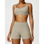 Buddha Stones Gym Sports Yoga Backless Bra Crop Tank Top Shorts 2-Piece Outfit BS 51
