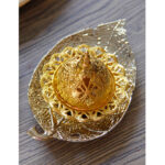 Buddha Stones Tibetan Gold Mini Leaf Coaster Meditation Incense Burner Incense Burner BS 21