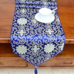 Buddha Stones Prayer Altar Flower Vajra Dragon Pattern Tibetan Auspicious Symbols Tassels Jacquard Table Runner Prayer Altar BS 5