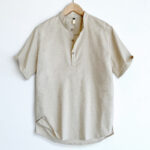 Buddha Stones Solid Color Men Short Sleeve Button Linen Shirt Men's Shirts BS 15