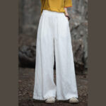 Buddha Stones Retro Wide Leg Pants Casual Women's Yoga Pants With Pockets Wide Leg Pants BS 7