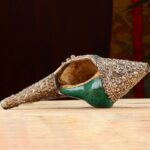Buddha Stones Tibetan Handmade Engraved Shankha Double Dorje Buddha Conch Shell Wealth Positive Decoration Decorations BS 5