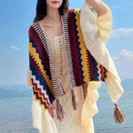 Buddha Stones Tibetan Shawl Colorful Striped Wavy Line Tassels Winter Cozy Travel Scarf Wrap Tibetan Shawl BS 18
