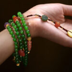 Buddha Stones 108 Mala Beads Cyan Jade Red Agate Laughing Buddha Luck Bracelet Mala Bracelet BS 3