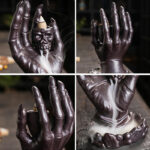 Buddha Stones Halloween Ghost Hand Skull Head Ceramic Peace Healing Incense Burner Decoration Incense Burner BS 3