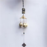 Buddha Stones Auspicious Wealth Cat Wall Hanging Chime Bell Copper Luck Handmade Home Decoration Decorations BS 1