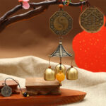 Buddha Stones Feng Shui Copper Coin Koi Fish Bagua Kirin Wind Chime Bell Luck Wall Hanging Decoration Decorations BS Bagua