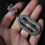 Buddha Stones Tibet Om Mani Padme Hum Prayer Wheel Peace Rotatable Car Hanging Decoration Car Hanging Decoration BS 9