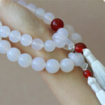 Buddha Stones White Agate Red Agate Luck Wrist Mala Tassels Pocket Mala Car Decoration Wrist Mala&Decorations BS 6