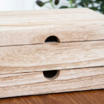 Buddha Stones Retro Beige Wooden Jewelry Box Two-Layer Jewelry Storage Box With Mirror - image 11