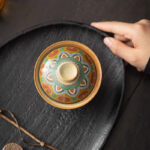 Buddha Stones Dunhuang Flying Apsaras Ceramic Gaiwan Sancai Teacup Kung Fu Tea Cup With Lid Cup BS 8