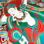 Buddha Stones Dunhuang Rebound Pipa Flying Frescoes 100% Mulberry Silk Scarf Premium Grade 6A Dunhuang Shawl Silk Scarf BS 21