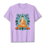 Buddha Stones Lotus Buddha Meditation Tee T-shirt T-Shirts BS Plum 2XL