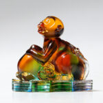 Buddha Stones Year of the Dragon Handmade 12 Chinese Zodiac Liuli Crystal Art Piece Protection Home Office Decoration Decorations BS Monkey About 8.5*5.5*8cm