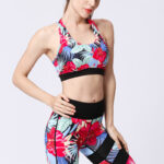 Buddha Stones 2Pcs Sunflower Flowers Leaves Print Top Pants Sports Fitness Yoga Women's Yoga Sets Women's Yoga Sets BS 39