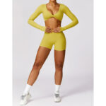 Buddha Stones Gym Sports Yoga Backless Bra Crop Tank Top Breathable Shorts 2-Piece Outfit BS 40