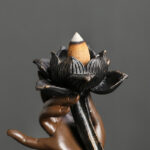 Buddha Stones Lotus Buddha Hand Auspicious Clouds Pattern Meditation Resin Backflow Incense Burner Incense Burner BS 4