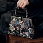 Buddha Stones Butterfly Flowers Metal Handle Handbag Handbags BS 1