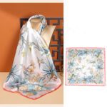 Buddha Stones Pastoral Scene Hot Air Balloon Spring Blossom 100% Mulberry Silk Neck Hair Scarf Silk Shawl BS Flowers Birds Pink Border