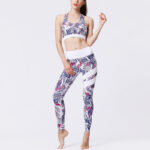 Buddha Stones 2Pcs Sunflower Flowers Leaves Print Top Pants Sports Fitness Yoga Women's Yoga Sets Women's Yoga Sets BS 53