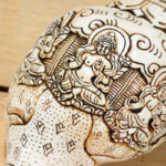 Buddha Stones Tibetan Handmade Engraved Shankha Buddha Avalokitesvara Conch Shell Wealth Decoration Decorations BS 23