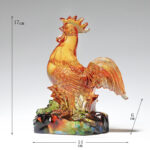 Buddha Stones Handmade Liuli Crystal Rooster Art Piece Home Decoration Decorations BS Small 14*6*17cm