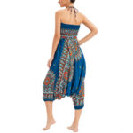 Buddha Stones Two Style Wear Sunflower Loose Smocked Harem Trousers Jumpsuit High Waist Pants Harem Pants BS 19
