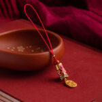 Buddha Stones Koi Fish Cinnabar Attracting Wealth Wish Ruyi Charm Luck Phone Hanging Decoration Phone Hanging Decoration BS 5