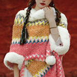 Buddha Stones Tibetan Multicolored Striped Shawl Winter Cozy Travel Scarf Wrap Tibetan Shawl BS 15