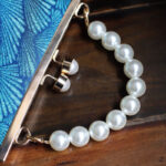 Buddha Stones Vintage Peacock Blue Leaf Pattern Pearl Metal Handbag Handbags BS 7