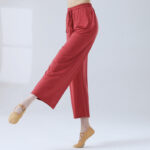 Buddha Stones Loose Modal Drawstring Wide Leg Pants For Yoga Dance Wide Leg Pants BS Red 3XL(Waist 70cm/Hips 116.5cm/Length 104cm)