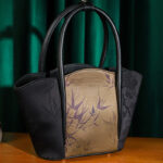 Buddha Stones Gold Bamboo Print Vintage Crossbody Bag Handbag Crossbody Bag&Handbags BS 2