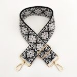Buddha Stones Multicolor Embroidered Shoulder Bag Straps Bag Straps BS Black White Gray