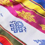 Buddha Stones Tibetan Lucky Blessing Multicolored Lotus Mantra Jacquard Khata Decoration Decorations BS 3