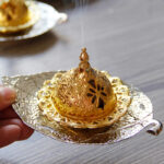 Buddha Stones Tibetan Gold Mini Leaf Coaster Meditation Incense Burner Incense Burner BS 13