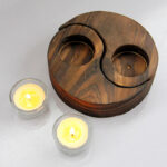 Buddha Stones Yin Yang Wood Candle Holder Meditation Rituals Use Items Candle Holder BS 7