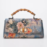 Buddha Stones Flower Pattern Bamboo Handle Metal Chain Crossbody Bag Handbags Crossbody Bag&Handbags BS 1