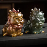 Buddha Stones Color Changing Small PiXiu Resin Tea Pet Wealth Home Figurine Decoration Decorations BS 21